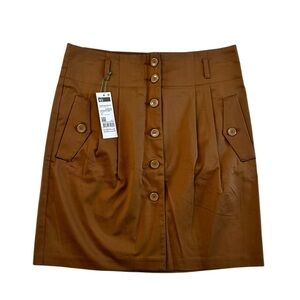 Stile Benetton Women’s Brown Button Down Mini Skirt Size 40 NWT